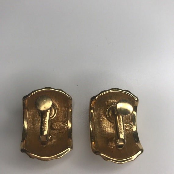 Vintage Clip On Earrings Napier Goldtone Screwbac… - image 3
