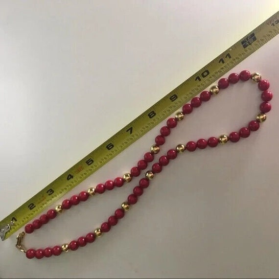 Napier Necklace Vintage Signed Red Beaded Goldton… - image 3