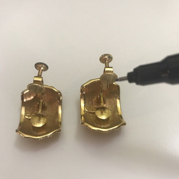 Vintage Clip On Earrings Napier Goldtone Screwbac… - image 5