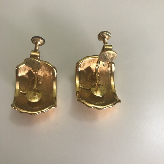 Vintage Clip On Earrings Napier Goldtone Screwbac… - image 4