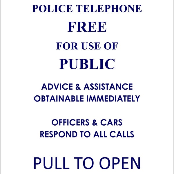 Dr who inspired police public call box tardis sign black 3mm plastic rigid sign