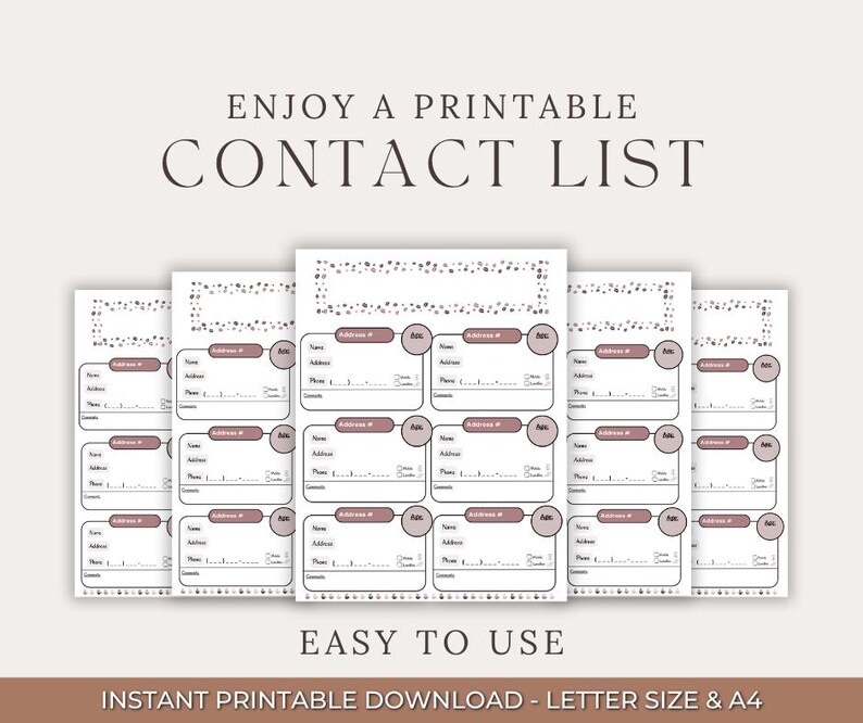 Letter Writing, Phone Number and Address Stationary Book, Printable