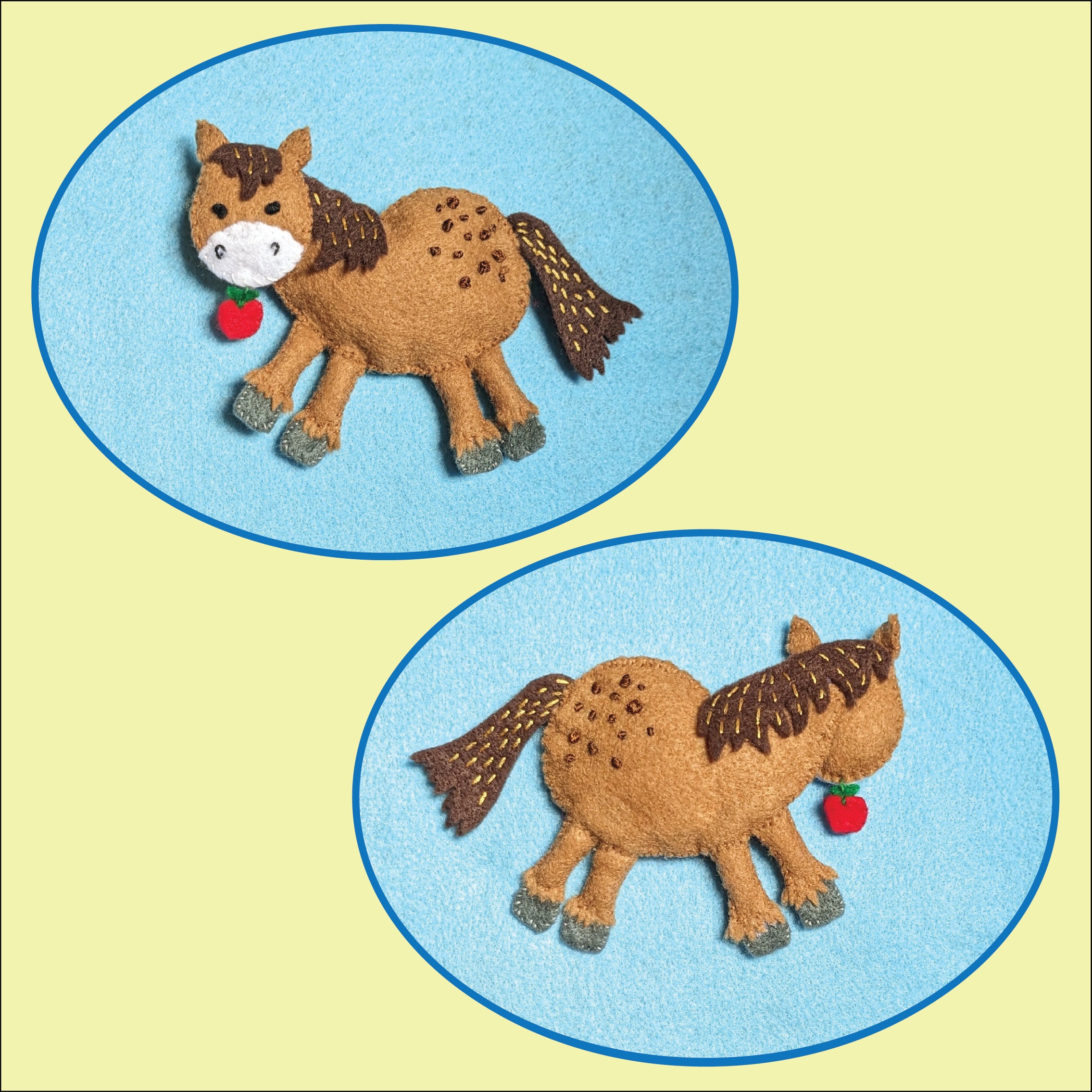 Horse PDF Pattern for Felt Nursery Garland. Hand Sewn Ornament ...