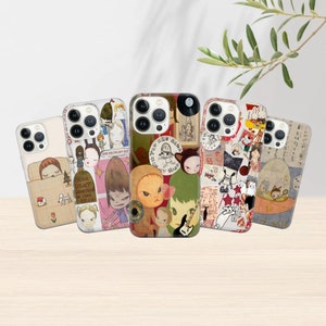 May include: Set of 7 colorful phone cases featuring a variety of illustrations and designs. The cases are made of clear plastic and have a glossy finish. The designs include a variety of characters, animals, and abstract patterns.