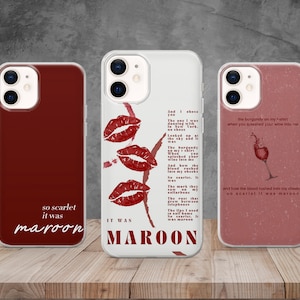 Maroon Taylor Midnights Lyrics Aesthetic Minimalist Phone Case for iPhone 16 15 14 13 12 11 Pro Xs Xr 8 SE Samsung S24 23 22 21 20 10 Huawei