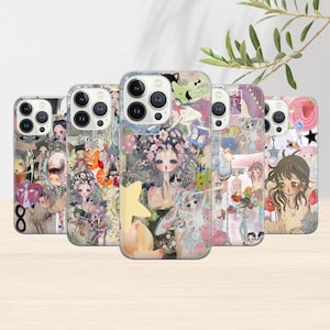 Aya Takano Phone Case Japanese Aesthetic Painting Collage Art for iPhone 16 15 14 13 12 11 Pro Xs Xr 8+SE Samsung S24 23 22 21 20 10 Pixel 8