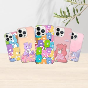 Coque de téléphone esthétique et mignonne avec des ours colorés pour iPhone 16 15 14 13 12 11 Pro Xs Xr SE Samsung S24 23 22 S21 S20 S10 Pixel 7 8 A Pro Huawei P30