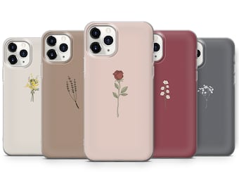 Minimalistische Bloem Natuur Esthetische Telefoon Case Cover Voor iPhone 14 13 12, 11 Pro, Xs, Xr 7 8+SE Samsung S22, S21, S20, S10, Huawei P30 P20