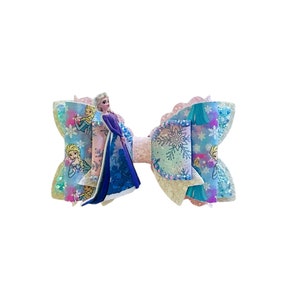 Snow Queen bow, snow princess bow, ice queen bow, snow princess shaker, girls hair bow, shaker bow, Princess bow, snow bow, ice princess bow