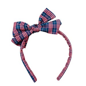 Plaid uniform headband, school headbands, girls school hair accessories, knotted headband, red & navy headband, tartan headbands, tartan bow