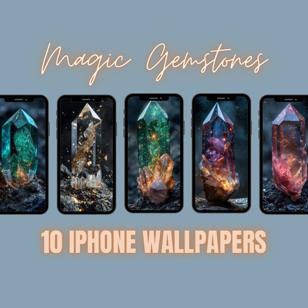 Magical Gemstone Snow Globe Wallpapers - Enchanting Digital Backgrounds with Sparkling Jewels - DND Inspired - Instant Download