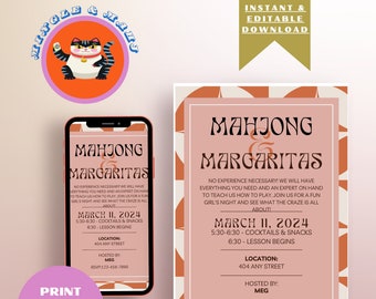 Mahjong & Margaritas Party Invitation: Editable Template (Digital Download)