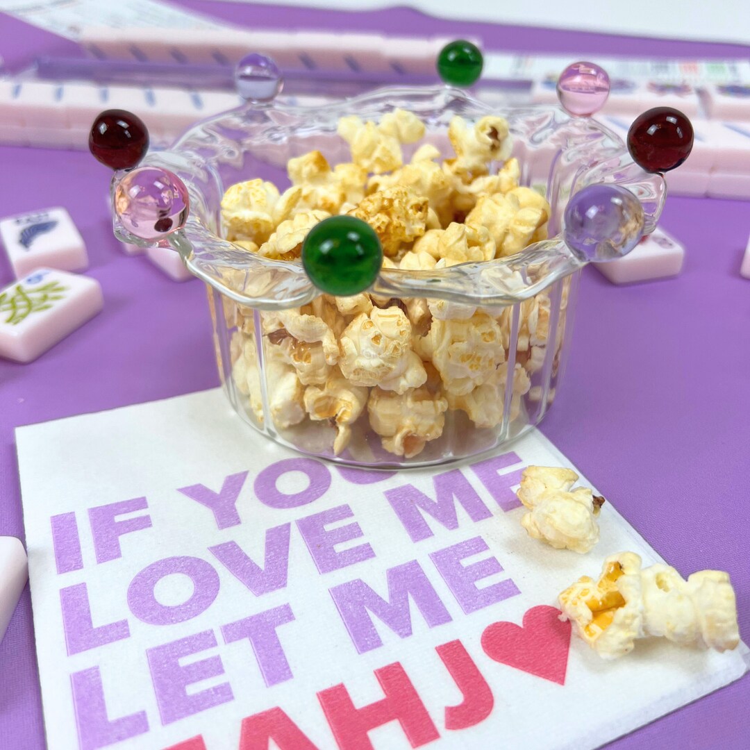 Mahjong Snack Glass Bowl Mahjong Party Fluted Glass Bowl Mahjong Night