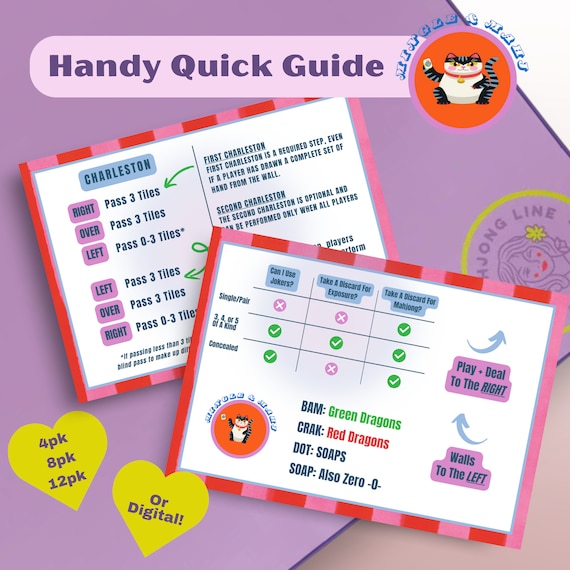 Mahjong Quick Guide: Printable Cheat Sheet (Instant Download)