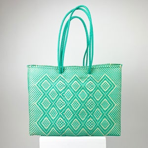 Handwoven Mahjong Tote Bag: Large Colorful Carry-All