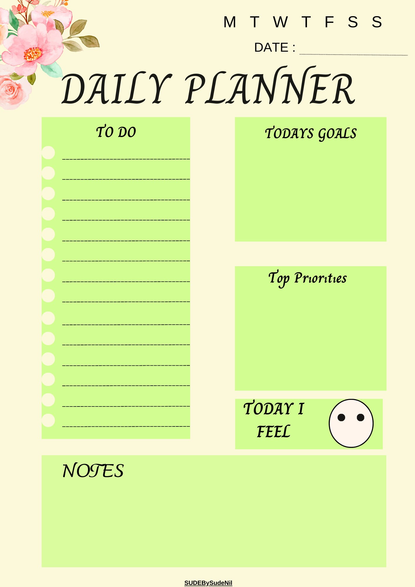 Daily Planner, Digital Planner, Printable Planner,daily to Do List ...