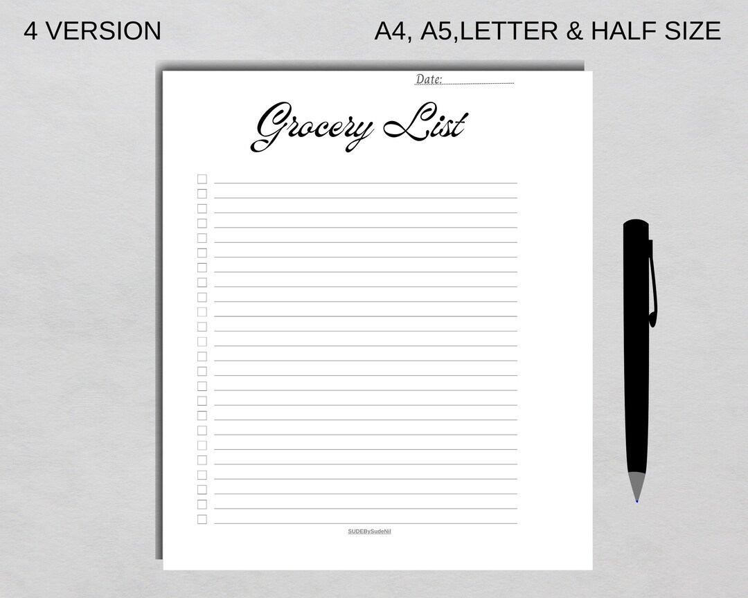 Grocery List Printable Template, Grocery Planner,food Shopping List ...