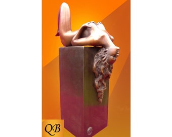 Bronzestatue, Stripperfigur einer nackten Frau, die einen Sockel schmückt. Eine seltene moderne Akt-Skulptur einer modernen sexy Tänzerin.