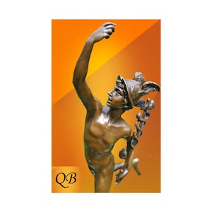 Bronze figure Mercury Greek mythology Roman god sculpture.