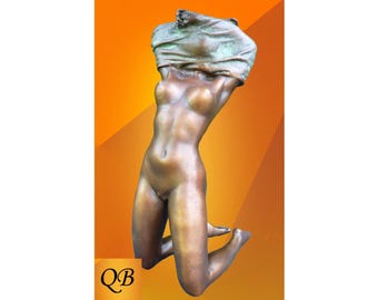 Art Deco Bronze Statue eines knieenden nackten Mädchens. Eine erotische weibliche Figur, Skulptur entkleiden. Eine sehr beliebte Kombination bei unseren Sammlern.