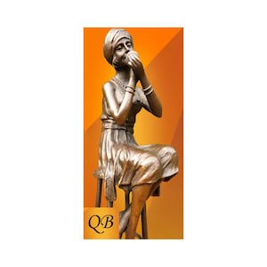 Art Deco Bronze figurine statue Little Rouge sculpture
