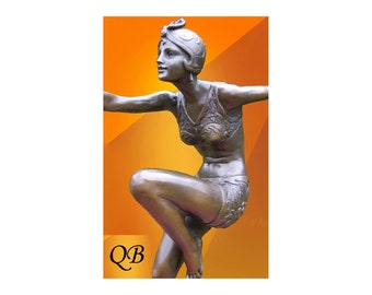 Art Deco bronze Con Brio 1920 dancing Flapper girl.