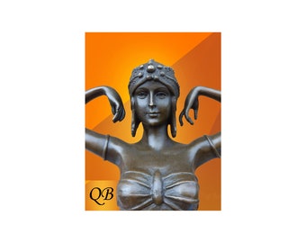 Art Deco bronze figurine, 1920&#39;s sculpture Illusions of virtue or Scarab dancer a female statue originally by Dimitri Chiparus the sculptor.