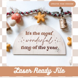 DIGITAL Download | It&#39;s the Most Wonderful Time of the Year SVG File | Laser File | Checkered Sign File | Christmas Sign File