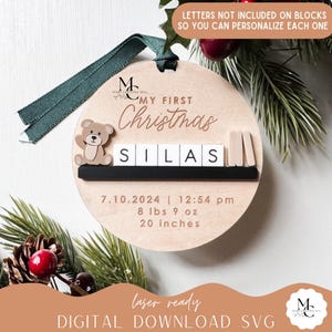 Baby's First Christmas Ornament SVG File: Laser Cut File (Digital Download)