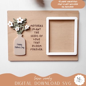 Descarga digital / Archivo SVG / Archivo láser / Archivo Glowforge con marco de fotos para el Día de la Madre
