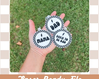 Retro Checkered Keychains SVG File: Family Bookbag Tags, Laser/Glowforge File (Digital Download)