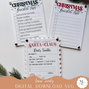Descarga digital / Paquete de lista de deseos navideños y carta a Papá Noel en formato SVG / Archivo de tradiciones navideñas / Para uso en pequeñas empresas /