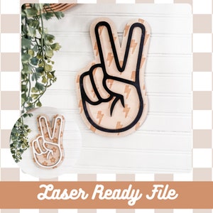 DIGITAL Download | Daisy Peace Sign SVG | Lightening Bolt Peace Sign | Kids Decor Svg | Laser File | Room Decor | Retro Sign | Laser File