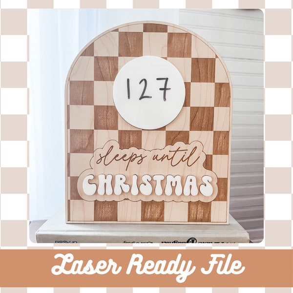 DIGITAL Download | Checkered Christmas Countdown SVG File | Retro Christmas | Laser File | Checkered Sign File | Countdown to Christmas