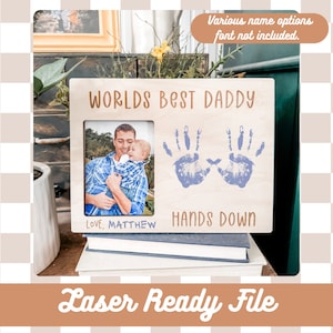 Digitaler Download | Vatertag Bilderrahmen Handabdruck SVG-Datei | Laserdatei | Glowforge-Datei | Lightburn-Datei | Sentimentales Geschenk