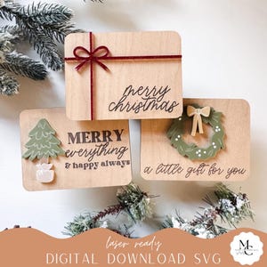 Descarga digital / Porta tarjetas de regalo navideños bohemios / Archivo láser / Archivo Glowforge / Porta tarjetas de regalo / Archivo digital