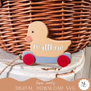 Download digital | Arquivo SVG de etiqueta de brinquedo de pato vintage | Etiquetas de presente de cesta de Páscoa | Arquivo Laser | Arquivo Glowforge