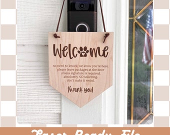 Digital File Welcome No Need to Knock SVG, GlowForge SVG, Dog Lovers | Door Sign, DIY