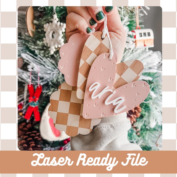 Digital Download | Minimalist Valentines Day Tags SVG File | Checkered Gift Tags | Laser File | Glowforge File