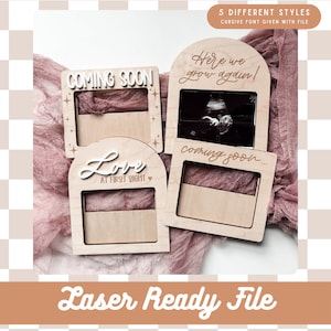 Digitaler Download | Schwangerschaftansage Rahmen SVG-Datei | Baby kommt bald Datei | Laserdatei | Glowforge-Datei