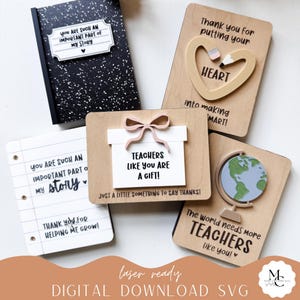 Digitaler Download | Lehrer Wertschätzung Geschenkkartenhalter | Laserdatei | Glowforge-Datei | Geschenke für Lehrer | Geschenkkarten-Halter-Datei