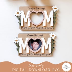 Téléchargement numérique | Cadre photo pour la fête des mères, aimant pour réfrigérateur, fichier SVG | Fichier laser | Fichier Glowforge