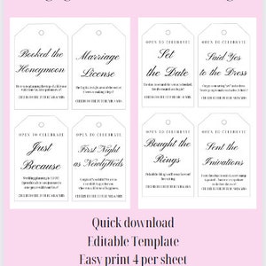 Engagement Milestone Wine Tags, Wedding Planning Milestone Wine Labels, Bride to Be Gift Engagement Milestones Gift For The Couple