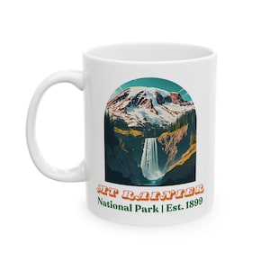 Mount Rainier National Park retro mug, Mount Rainier mug, National Park mug, Gift for hikers, Gift for campers, National Park gift, Seattle