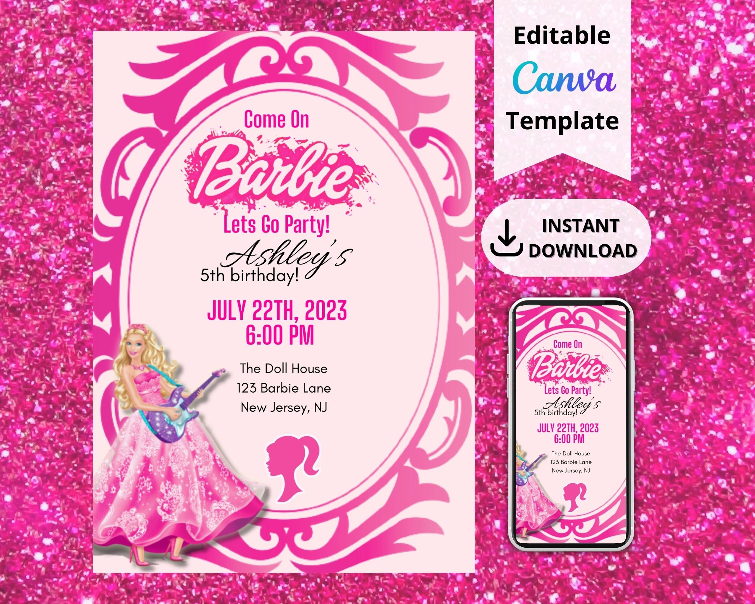 Doll Invitation Template Girls Birthday Party Pool Party
