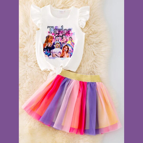 Swiftie Tutu Skirt Set | Childrens Taylor S Outfit | Swift Concert Set | Swiftie Fan Girl | Country Singer Tutu for Kids | Eras Tour Fit