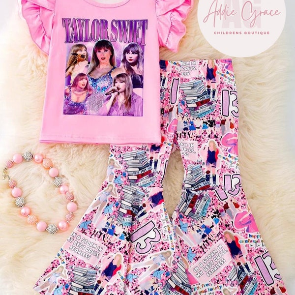 Swiftie Bell Bottom Set for Girls Tween Taylor Set for Concert Out fit for Kids Country Singer Party Bday Teen Outfit Swift Eras Tour Attire