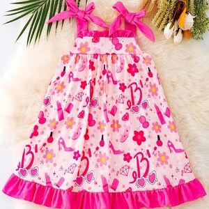 Barbie Girl Dress for Birthday Party Girls Summer Outfits for Kids Character Clothing Boutique for Children Dresses Barbie Doll Party Attire