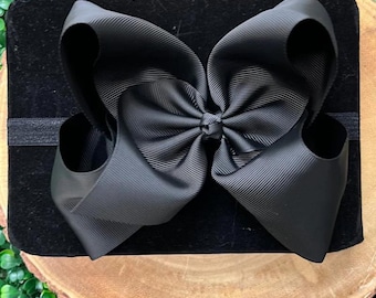 Neutral color Baby headbands, ribbon headbands, ribbon bows, baby girl headband, infant headbands, Black Headband Bow, black Bows on nylon