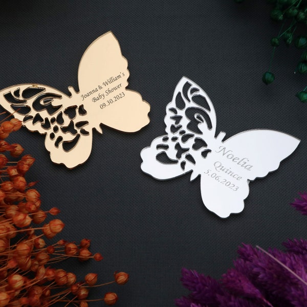 Butterfly Mirror Magnets, Sweet 16 Gift, Wedding Party Favors, Quinceañera Gift, Baby Shower Favor, Mis Quince 15 Favor, Birthday Favors